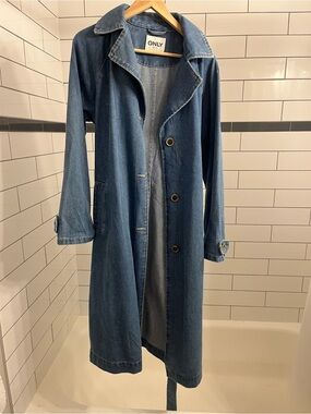 Simons Blue Denim Trench Coat